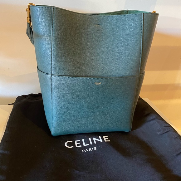 CELINE Seau Sangle in Amazone green medium NWT Never Been Used - Picture 8 of 16